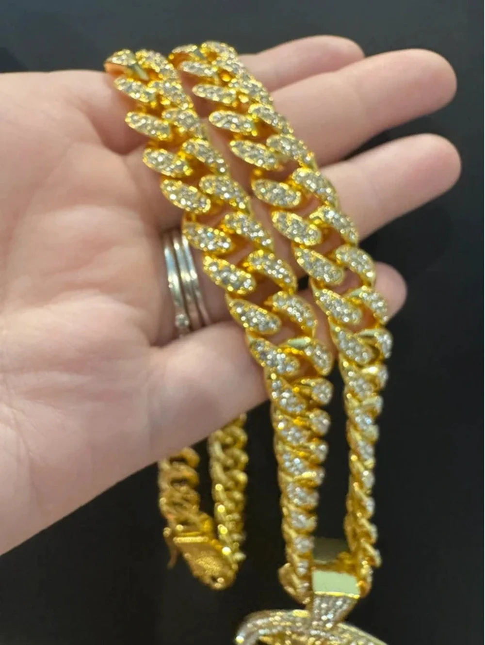 Lion Cuban chain, iced out pendant and chain 24”
